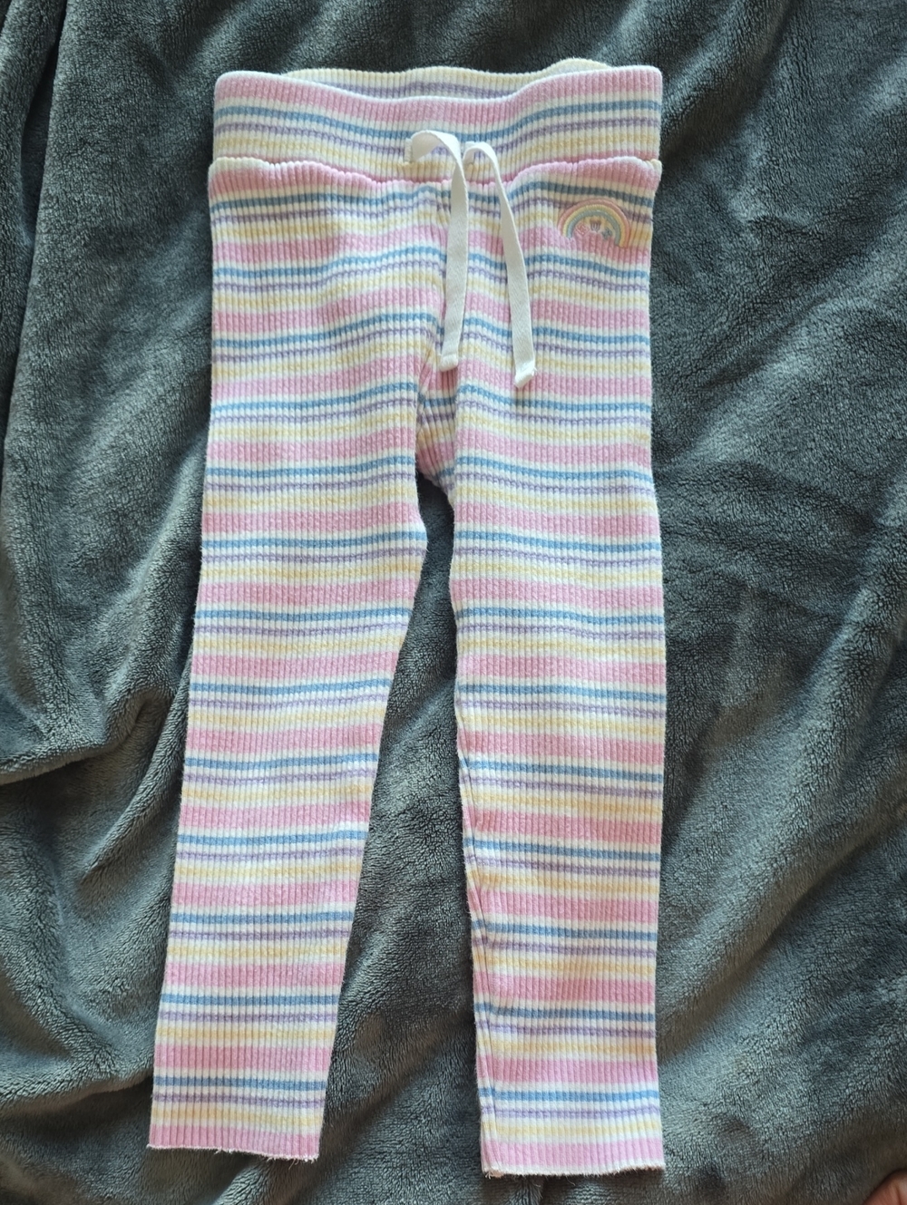 Huxbaby Striped Pastel Ribbed Leggings - Pink Multicolor Size 4
